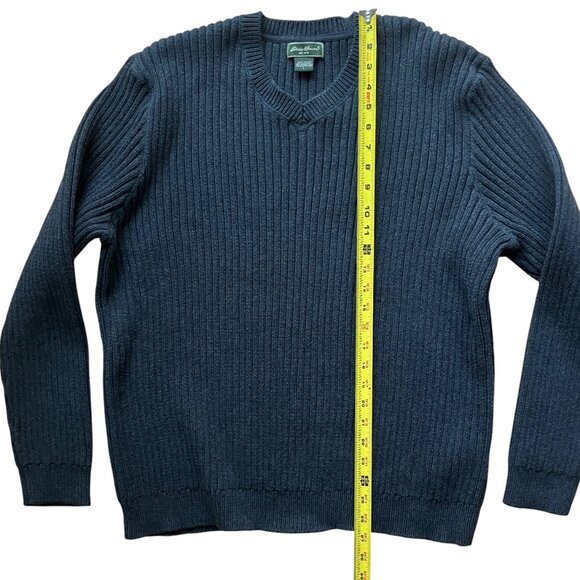 Eddie Bauer Sweater Mens L V-Neck Charcoal Gray Ribbed Heavyweight Australian - Picture 3 of 10